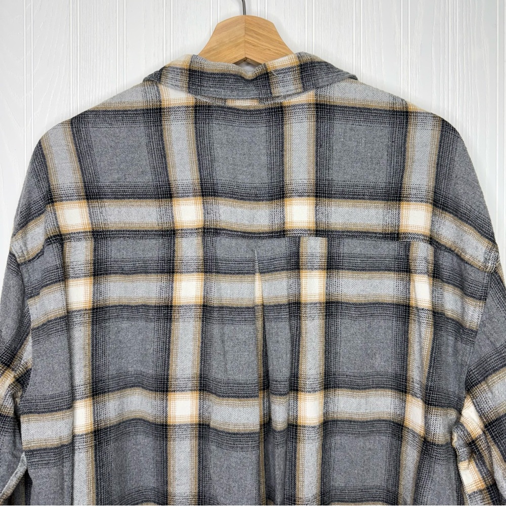 Old Navy The Boyfriend Shirt Gray plaid flannel 100% Cotton size 2X - Picture 8 of 11